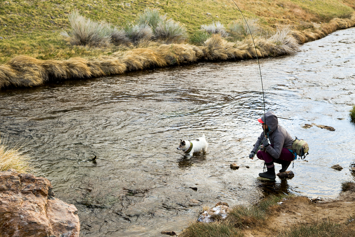 Jessica Strickland Landing a Rainbow at Hot Creek