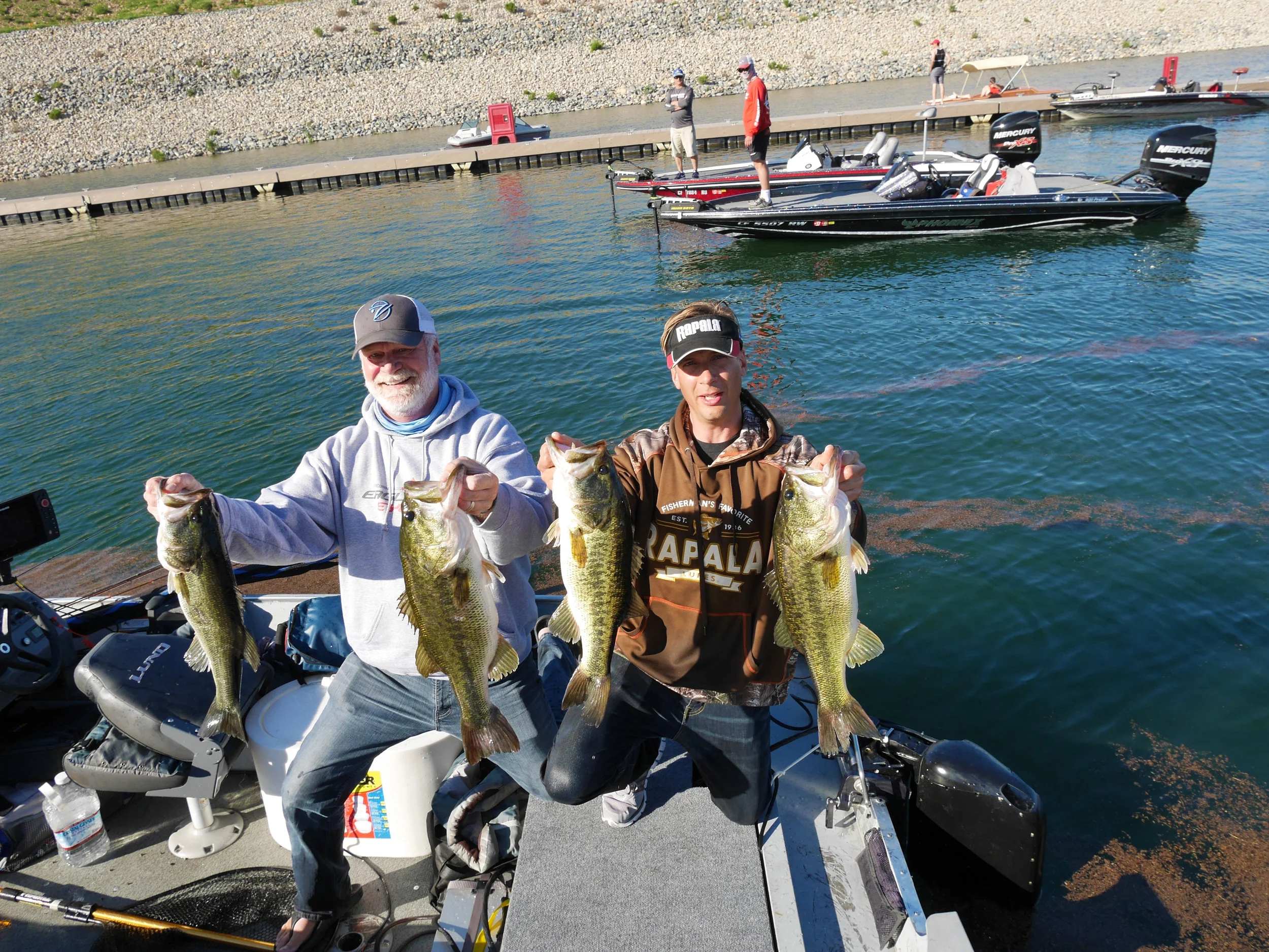Team Pure Watercraft with our best 4 of 5 (post weigh-in photo before fish release), Right to left Troy Lindner and Derrek Stewart
