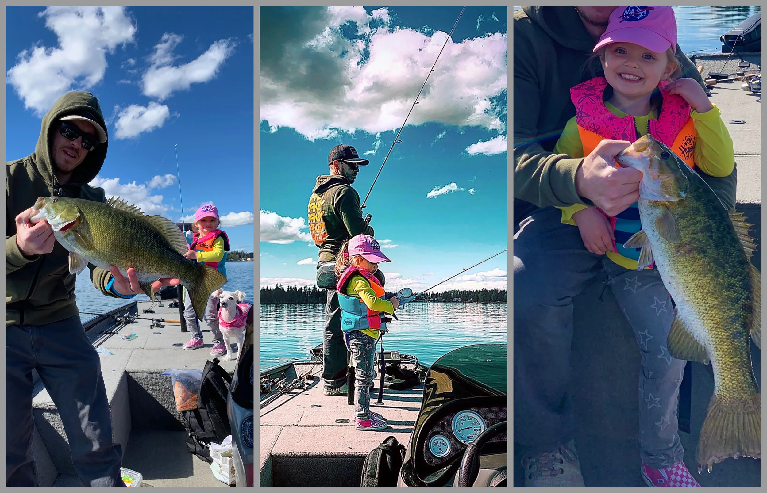The best fishing has to offer; Steven Zuloaga out on his new home waters enjoying fishing with his daughter Evynn and their pet Lenna, good times!