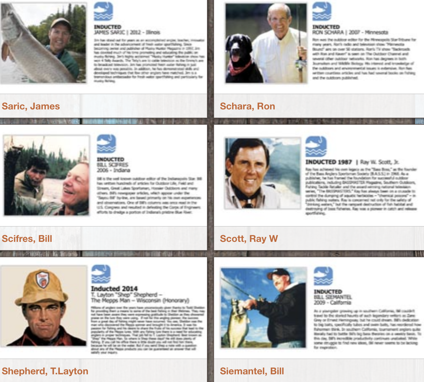 2021 Fresh Water Fishing Hall of Famers 