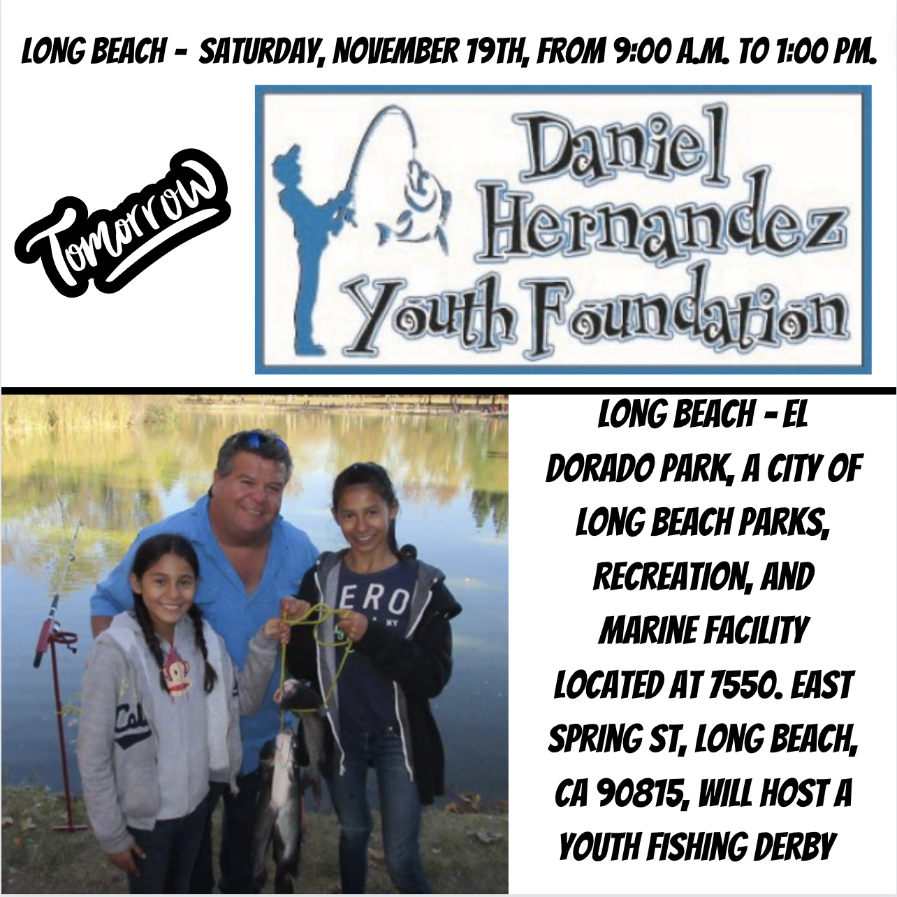 FREE YOUTH FISHING DERBY AT EL DORADO PARK- Tomorrow 11/19