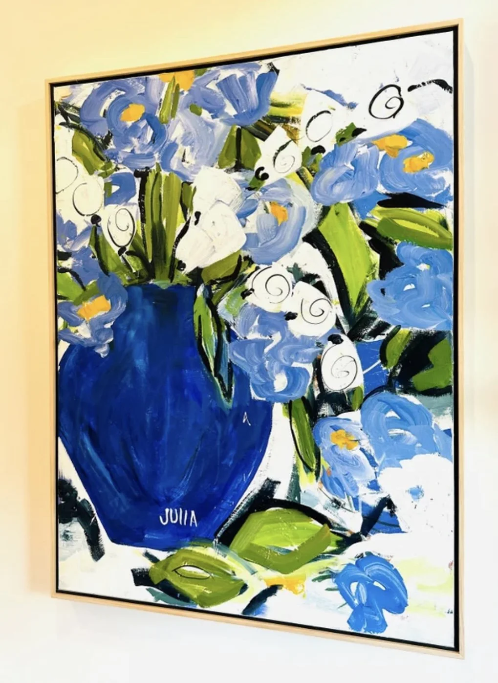"BLUE VASE"  Framed In White Pine  31x41  @rennieartcompany