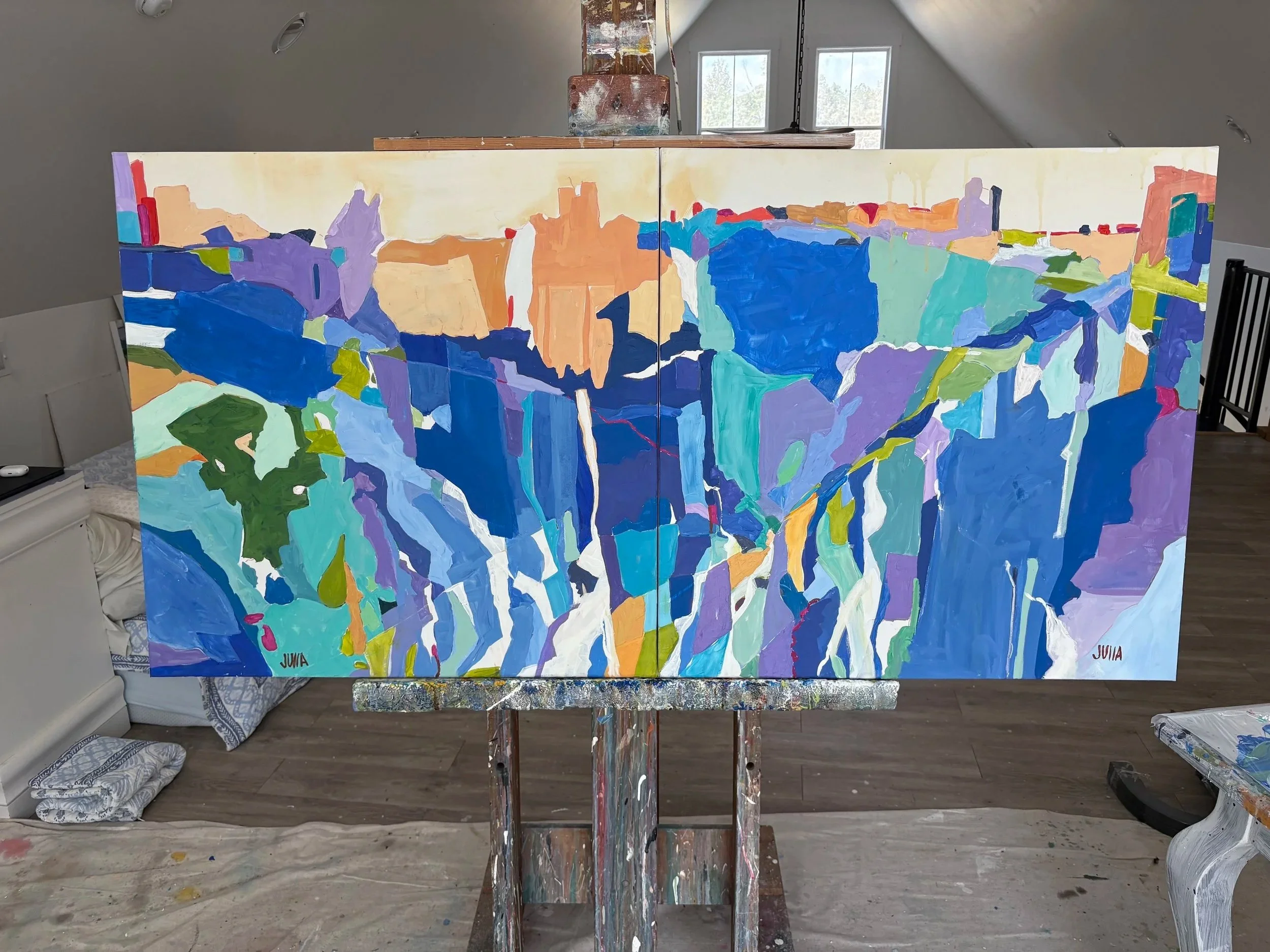 "BOUNDARIES" Diptych   60x30 (30x30 each) @juliawalshart.com/contact