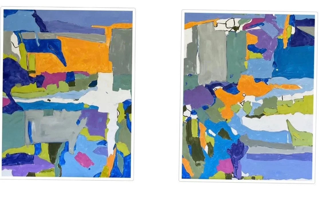 "BOUNDARIES" Framed in White Pine. 23x29 Each.  @rennieartcompany