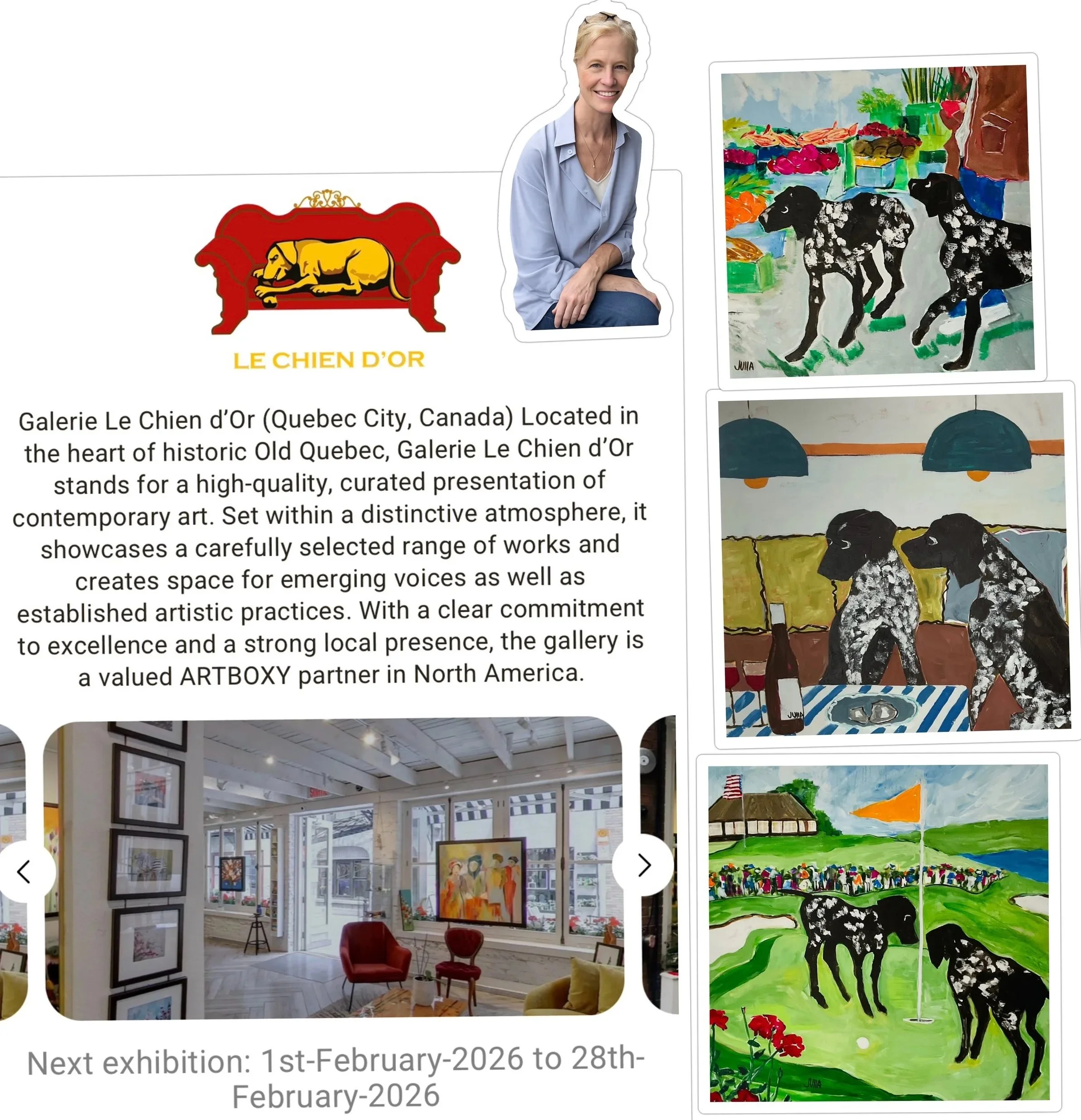 So Excited to be Featured in  Gallerie  Le Chien D'OR, Quebec, Canada February 2026