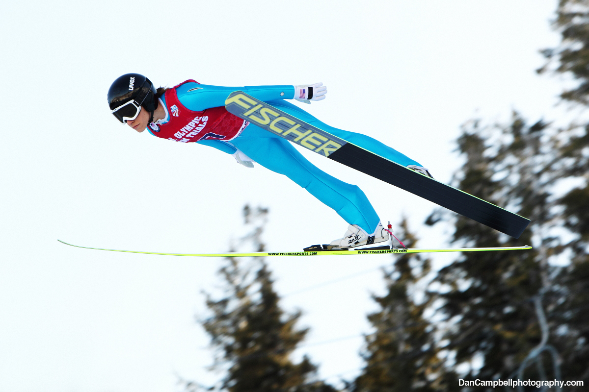 Jessica Jerome in flight at the U.S. Olympic Team Trials.