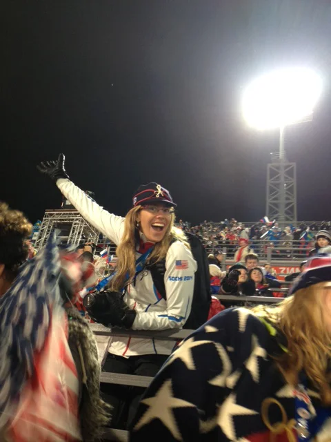USSA's Lauren Loberg - queen of the fan section.