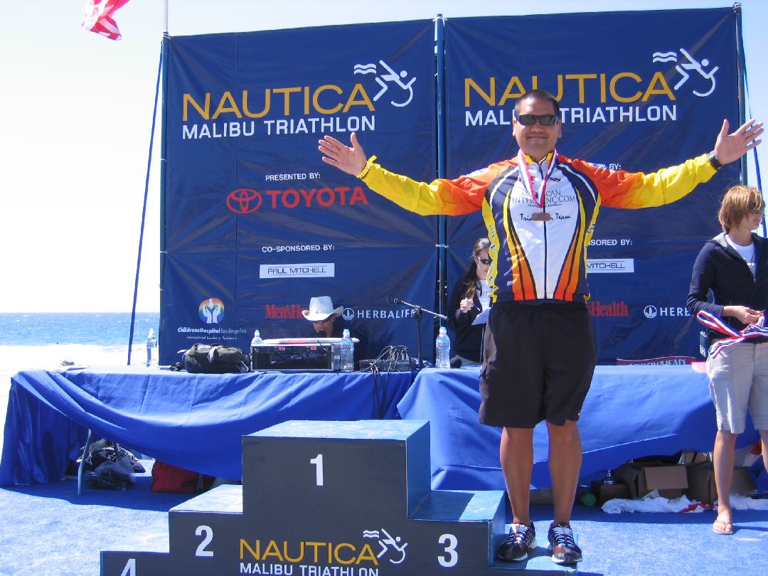 This was taken at my 2nd time racing the Nautica Triathlon in Malibu, I got 5th place.