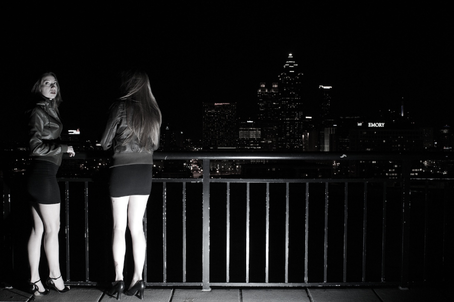 Nikki and Scarlett on the roof - Night.