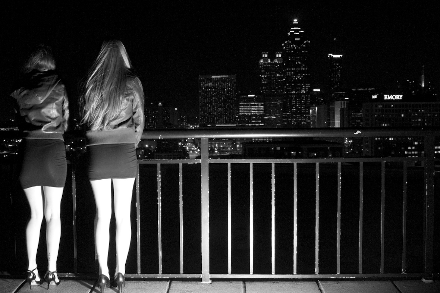 Nikki and Scarlett on the roof - Night.