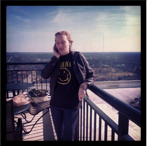 A candid shot of Scarlett Quinn on the roof before the shooting started. 