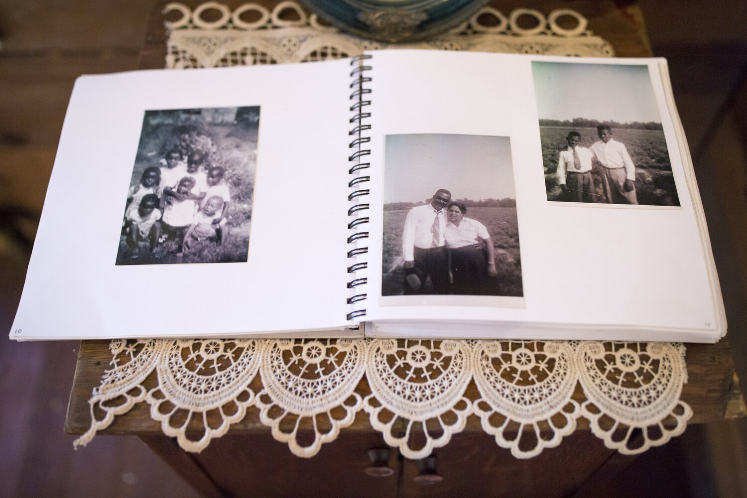  A photo book sits on the table at the History House museum which chronicles the experience of relocated Black farmers in Tillery. Tillery was one of nine sites throughout the country where the government offered land for sale to former Black sharecr