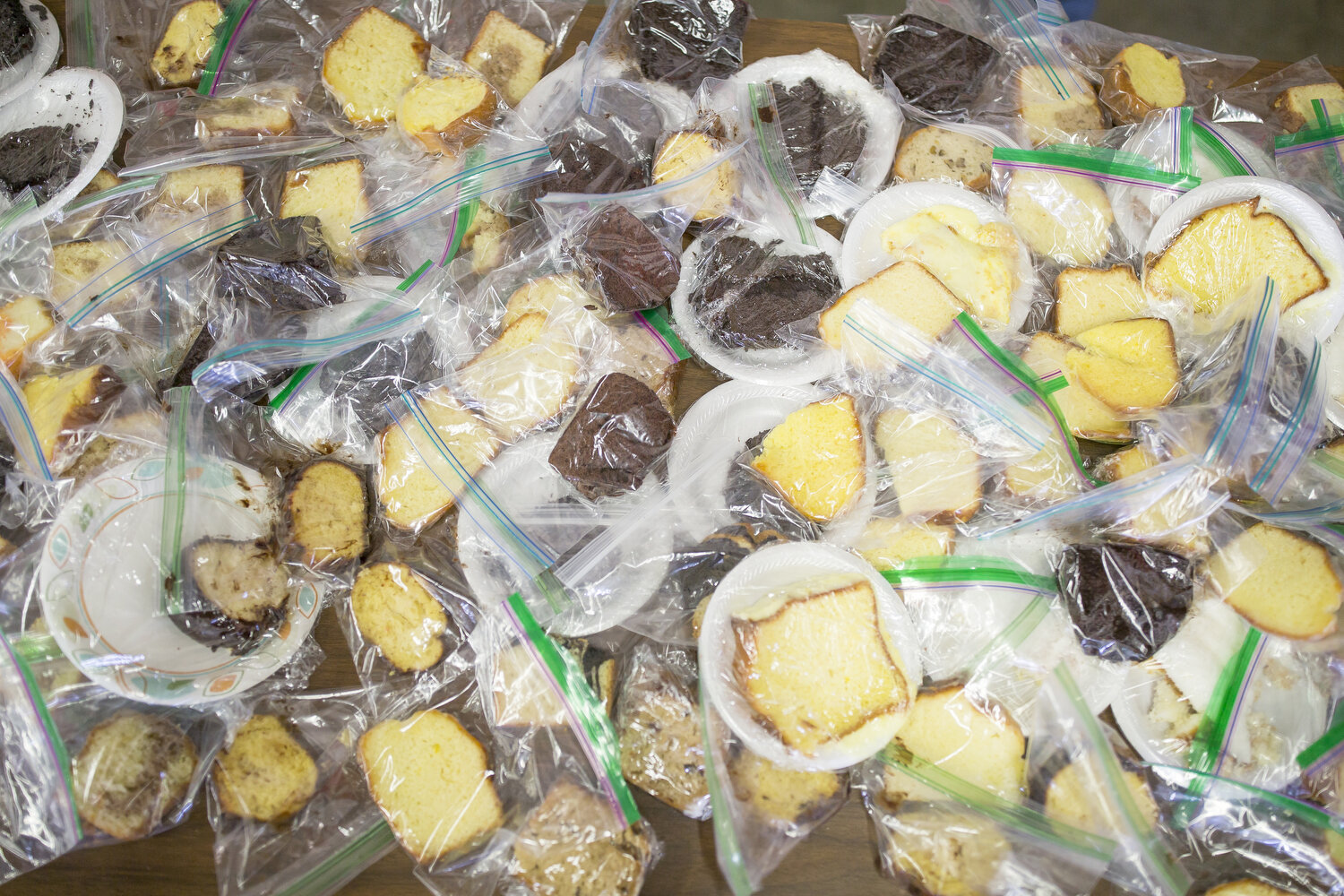  Baked goods cover the table during a BBQ lunch at the Warsaw firehouse. 