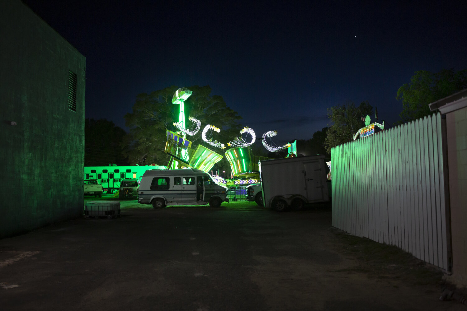  Rides at Kinston’s BBQ Festival, also known as the local hog happening, twirl late into the night. 