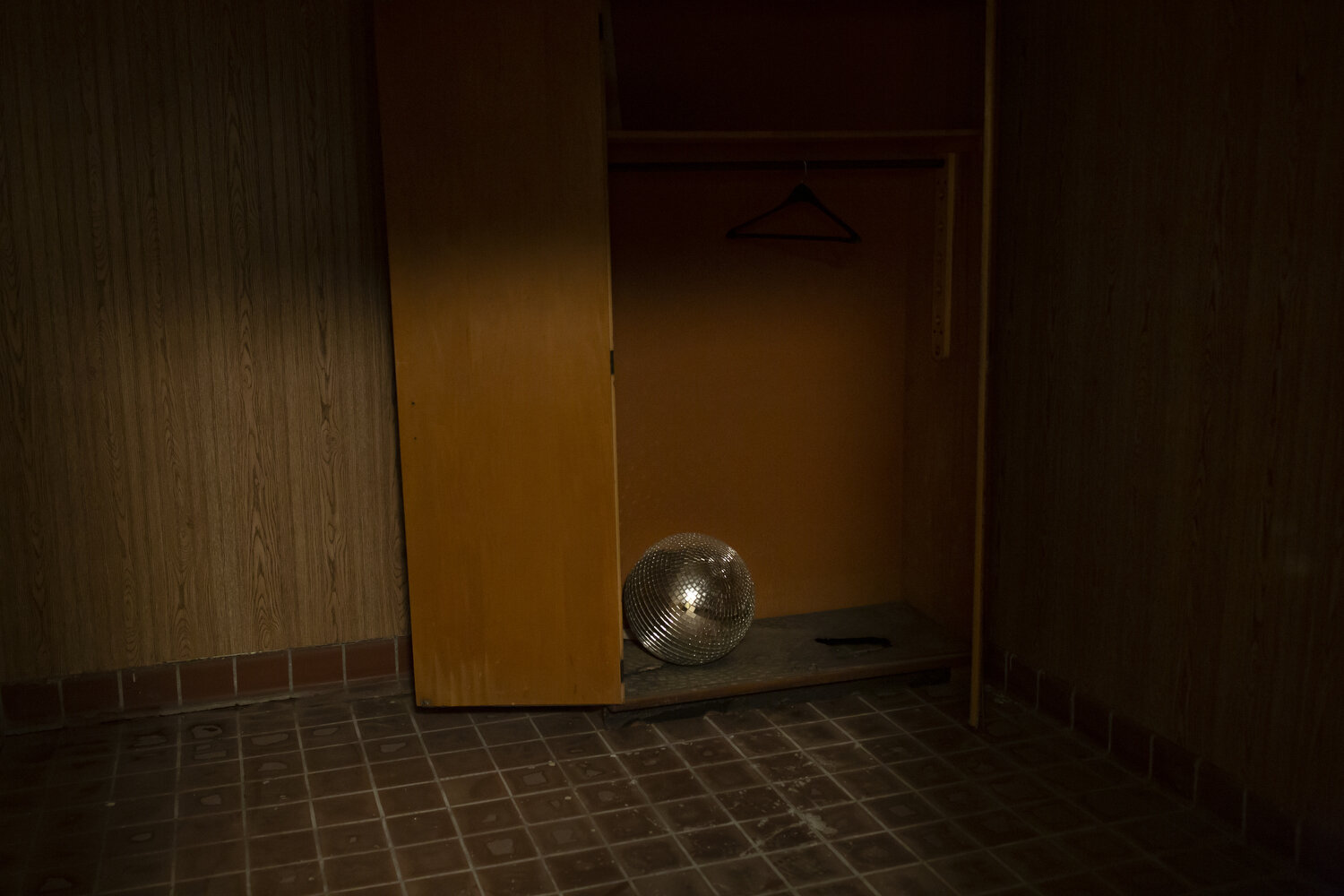  A disco ball sits in the closet at Adkin High School in Kinston. Adkin was the predominantly Black high school in Kinston and the site of a civil rights walkout organized by students in 1951 to protest the unequal distribution of resources for schoo