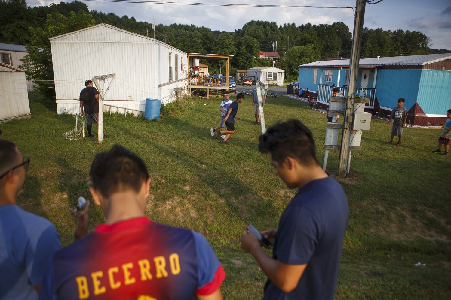  Children play soccer in the predominantly Hispanic trailer park off Hanes Road in Galax, Virginia. With a population of just around 7,000, the small town of Galax in rural southwest Virginia has one of the fastest-growing Hispanic populations in the
