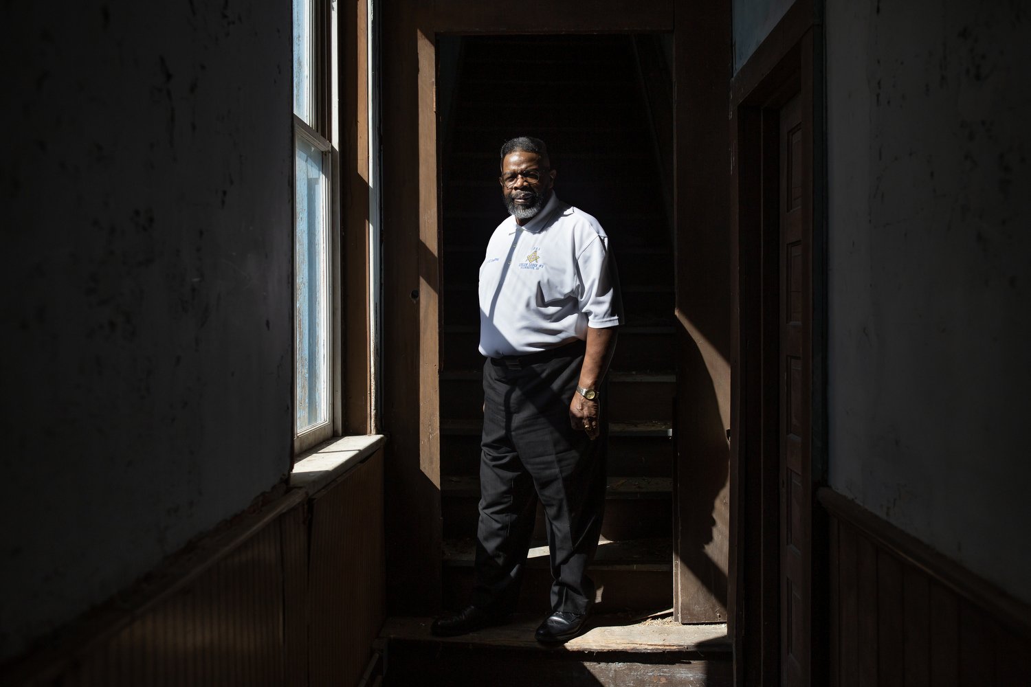  Earl Armstrong, Giblem Lodge #2 Worshipful Master, stands inside Giblem Lodge in Wilmington, North Carolina. The lodge, which was built in 1871, is the second oldest Masonic temple in the state. Plans are currently underway to preserve and restore t