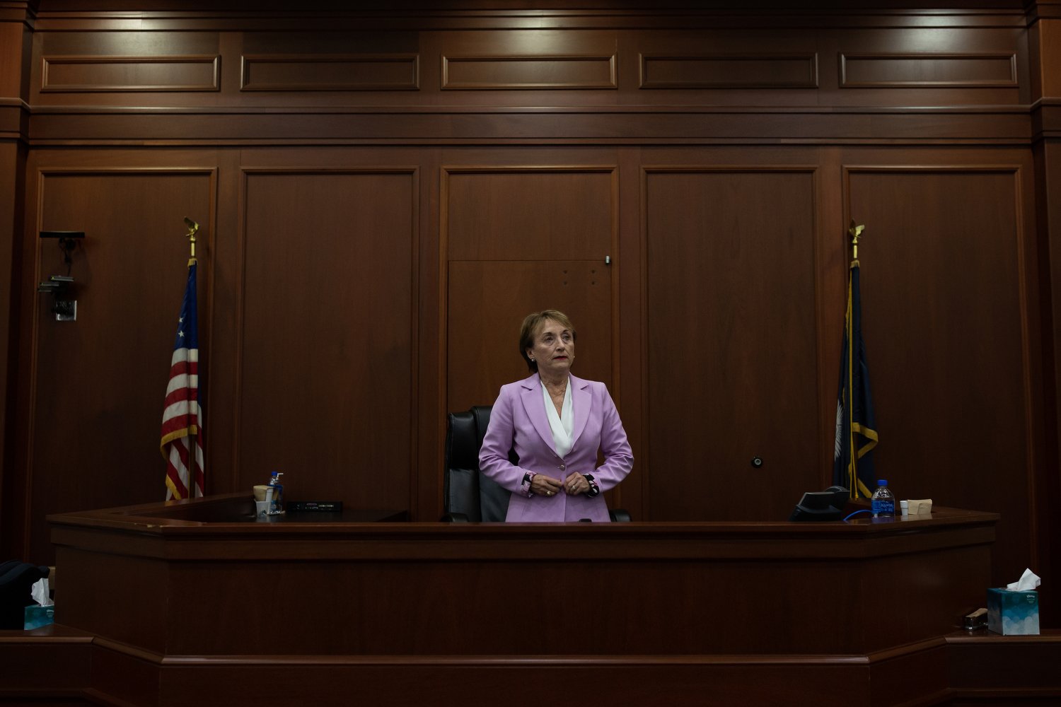  South Carolina State Supreme Court Justice Kaye Hearn stands in a courtroom at the Horry County Judicial and Administration Complex in Conway, South Carolina. Justice Hearn played a crucial role in helping to strike down the stateÕs six-week abortio