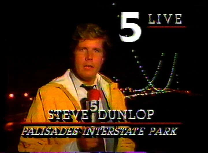 It's been worse: reporting in the rain from a cliff near the George Washington Bridge after two slip and fall fatalities, 1986.