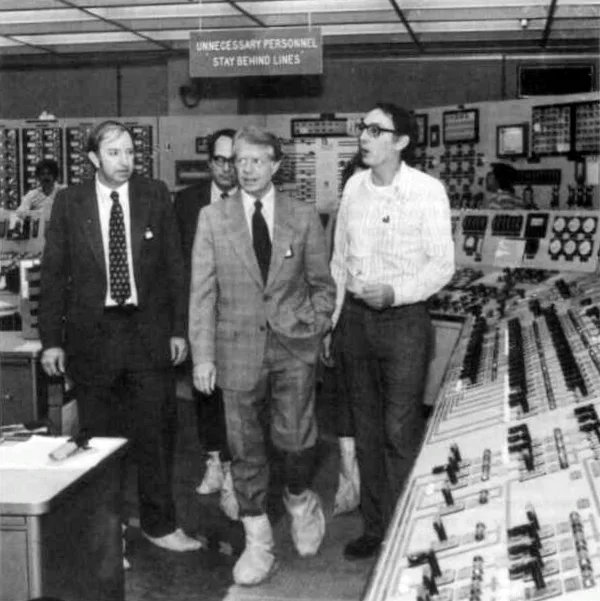 Harold Denton (left) tours the Three Mile Island facility with President Jimmy Carter, April 1979. Public domain photo courtesy Wikipedia .