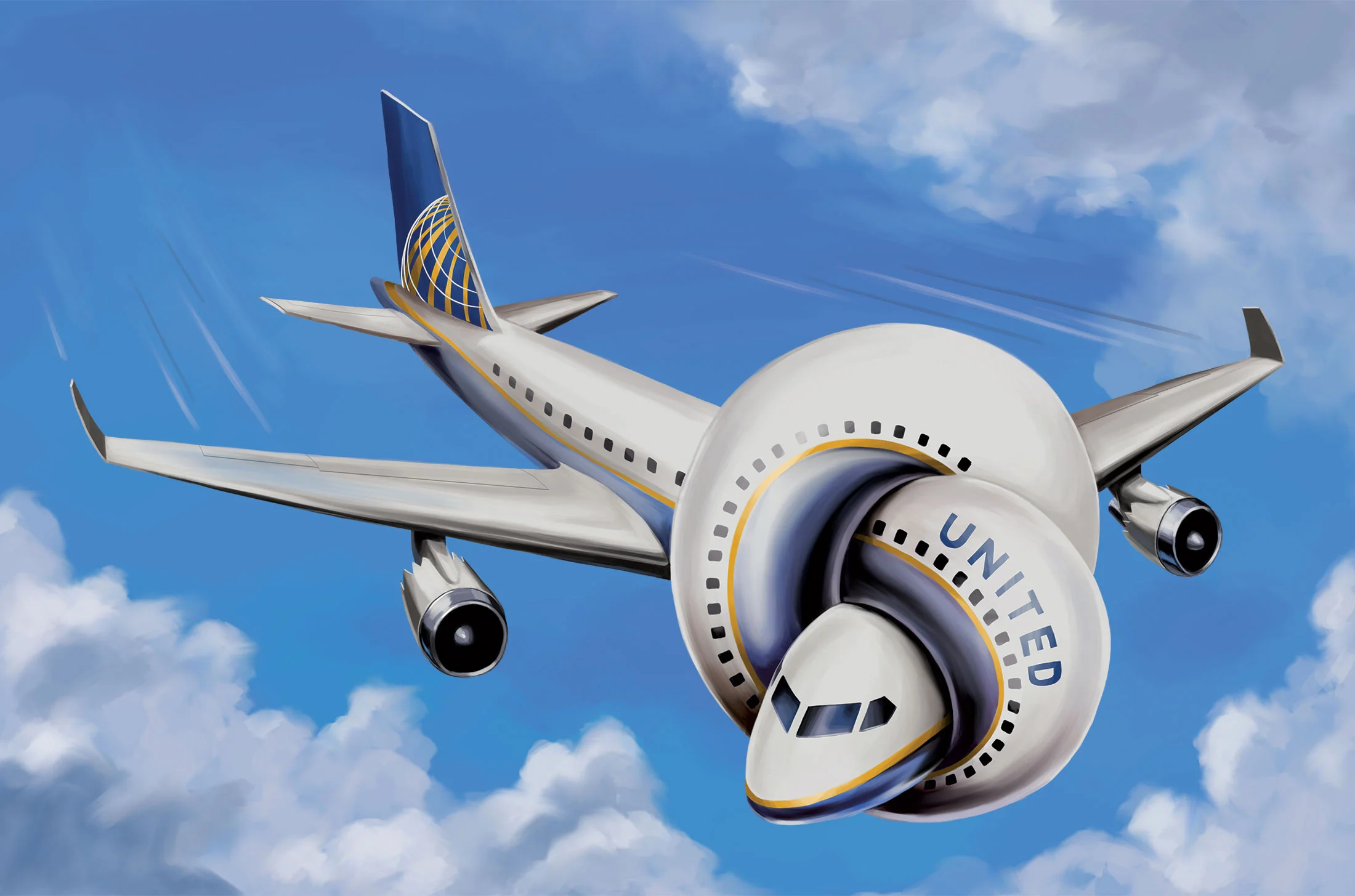 Illustration from a Bloomberg Businessweek article, " United Airlines' Quest to Be Less Awful ," a full year prior to the latest PR crisis.