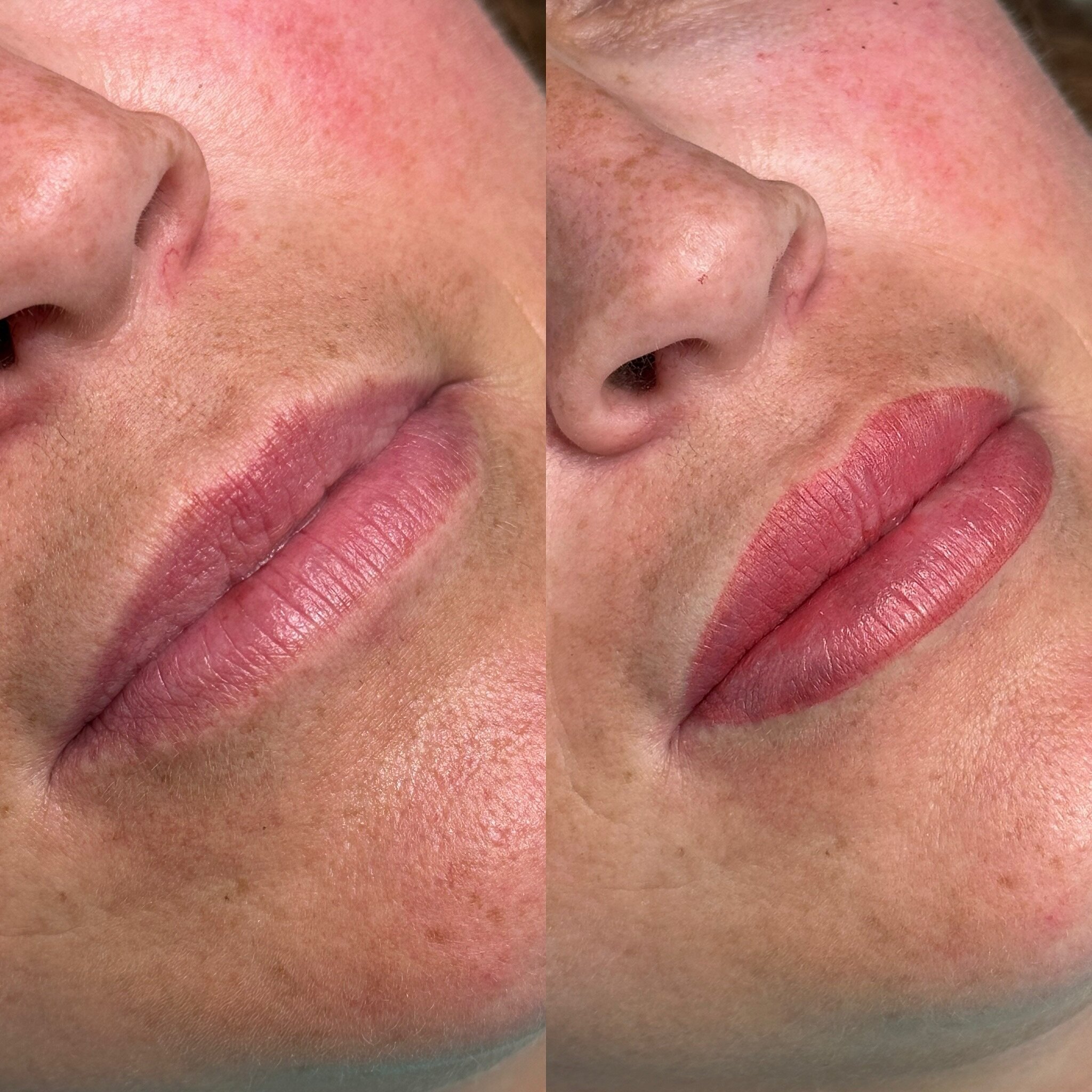 Natural lip blushing before and after! This will heal super soft and we will most likely go a little brighter at the touchup. Booking now in Roseville! #lipblush #lipblushing #sacramento #roseville #pmu #pmua #pmuartist #pmusacramento