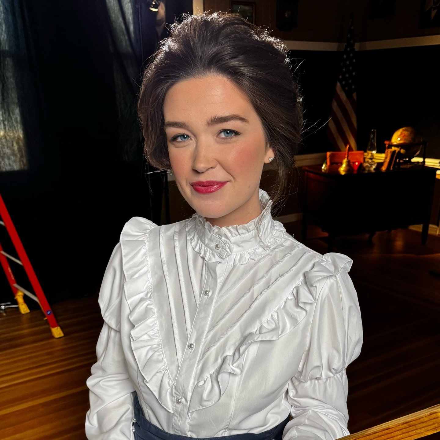 Hair and makeup today for @meganwicks for the 1883 Clarksburg Schoolhouse! Excited to see this historic space as a museum and event space when it opens soon 🩷 #mua #makeup #makeupartist #setlife #sacramento #clarksburg #sacramentomakeupartist ps I a