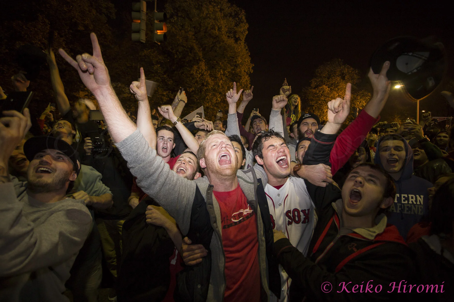 October 30 2013, Boston, MA USA; Fans celebrate the Red Sox victory over the St Louis Cardinals to win the World Series near Fenway park in Boston, MA.