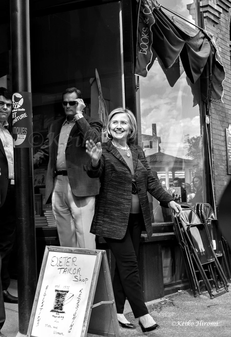 May 22, 2015, Exeter, NH, USA: Hillary Clintons greets supporters outside of Water Street Bookstore at downtown Exeter, NH.
