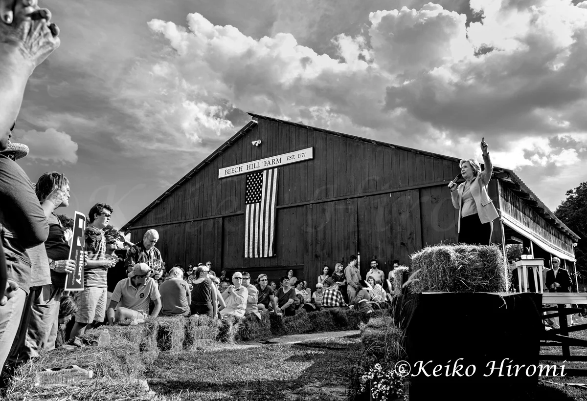 July 28, 2015 Hopkinton NH USA: Democratic Presidential candidate Hillary Clinton campaigning at Beech Hill Farm in Hopkinton, NH. 