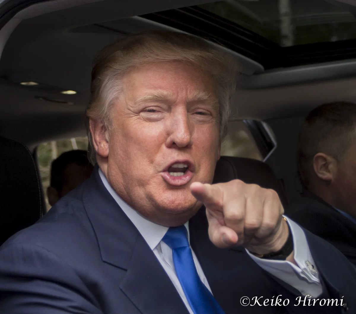 April 27, 2015-Concord, New Hampshire, United States:.Donald Trump leaving "Politics and Pie" at Snowshoe Club.