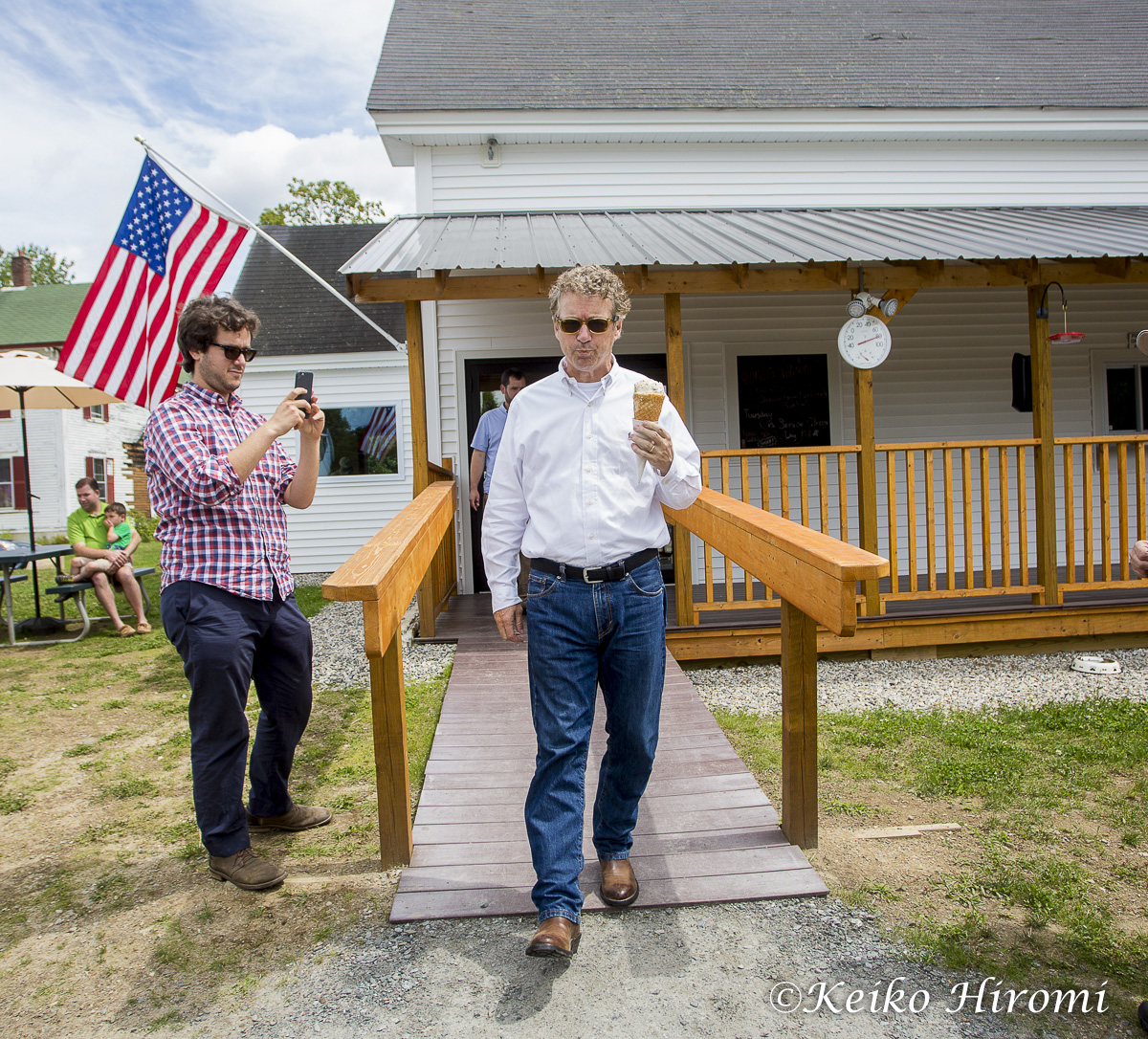 July 25, 2015 Warren, NH USA: Republican Presidential candidate Rand Paul (R-KY) campaigning at Moose Scoops Ice Cream in Warren, NH.