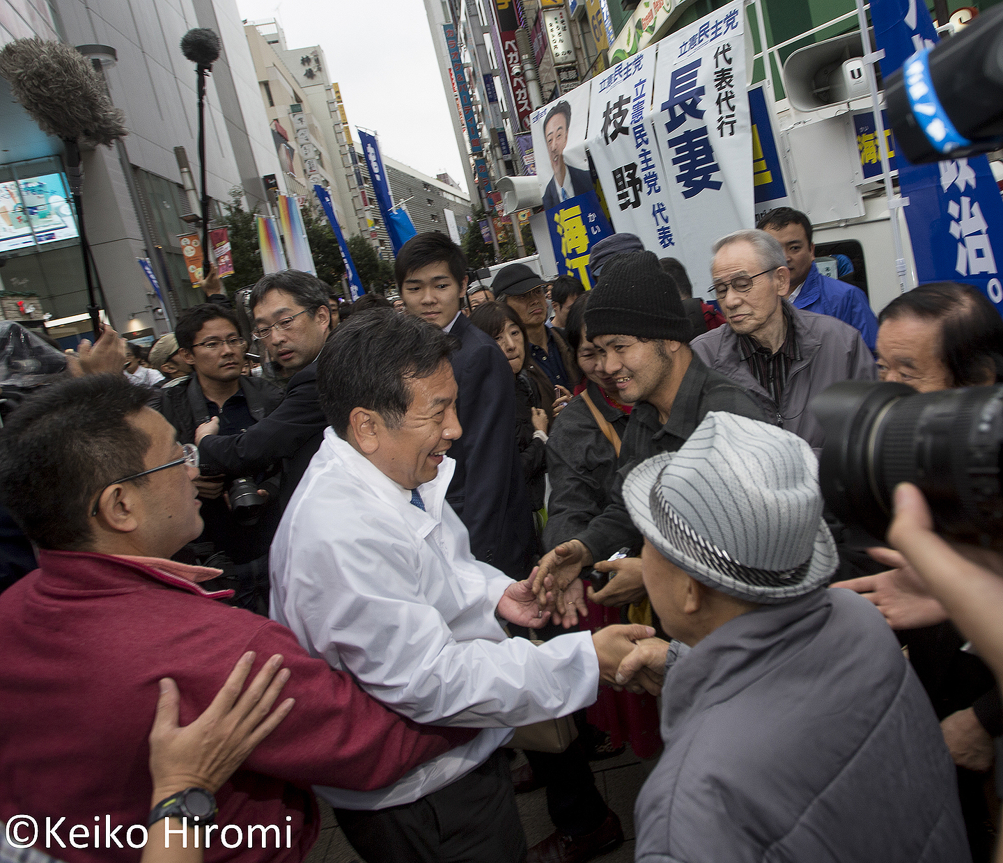  &nbsp;Yukio Edano, leader of Constitutional Democratic Party campaigning in Shinjuku, Tokyo, Japan on October 14, 2017. 