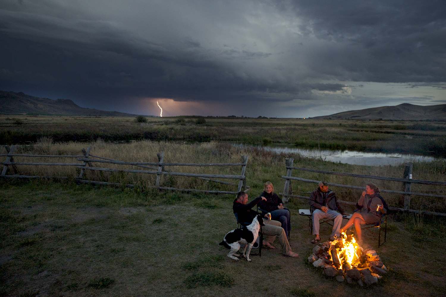 Passing Storm & Campfire. Silver Creek, Idaho