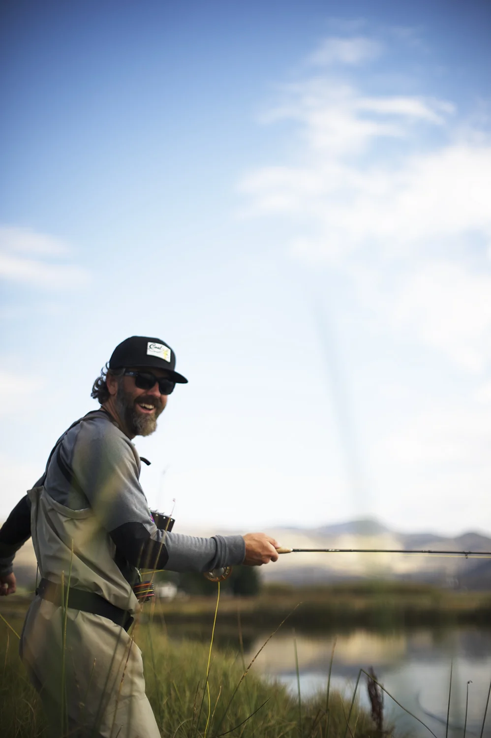 Taite Pearson a little pumped to see fish eating Mahogany Duns. Double-R Ranch. Silver Creek.