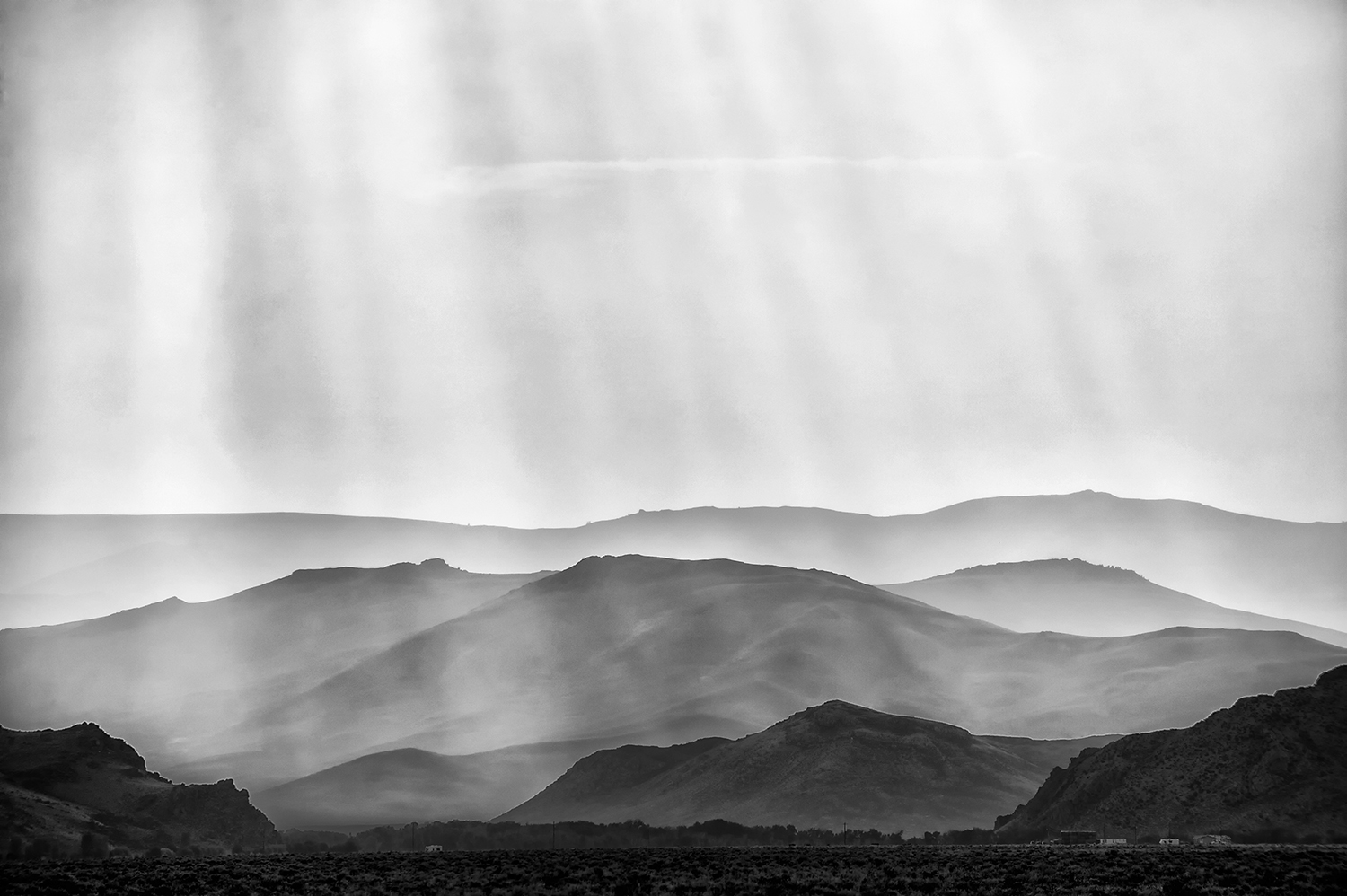 Smoke Rays and Mountains. Idaho Landscape