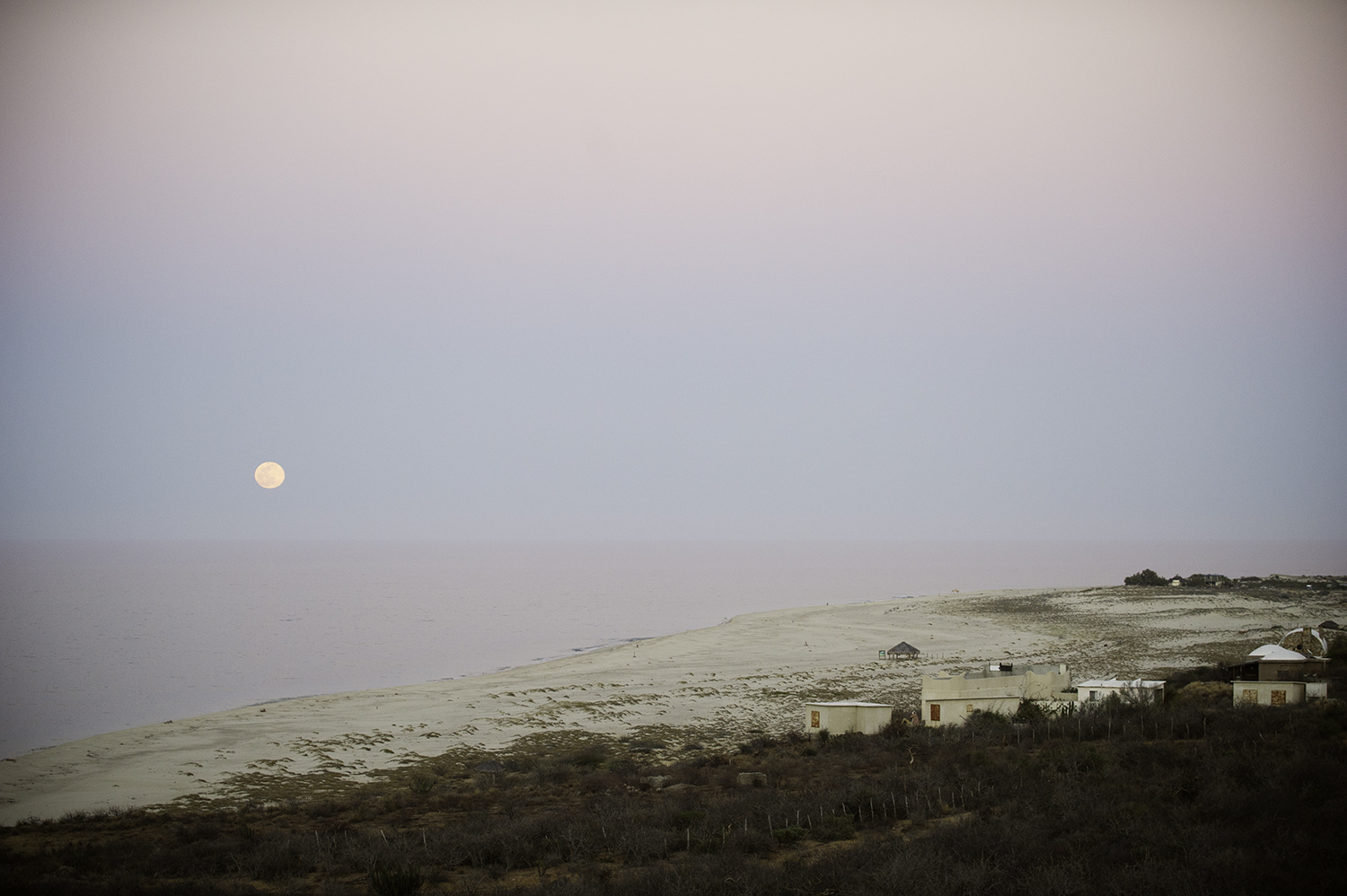 East Cape Moon and Beach Landscape. Baja, Mexico