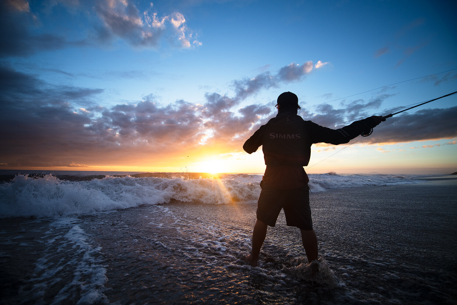 Sunset Fly Fisherman. Baja, Mexico