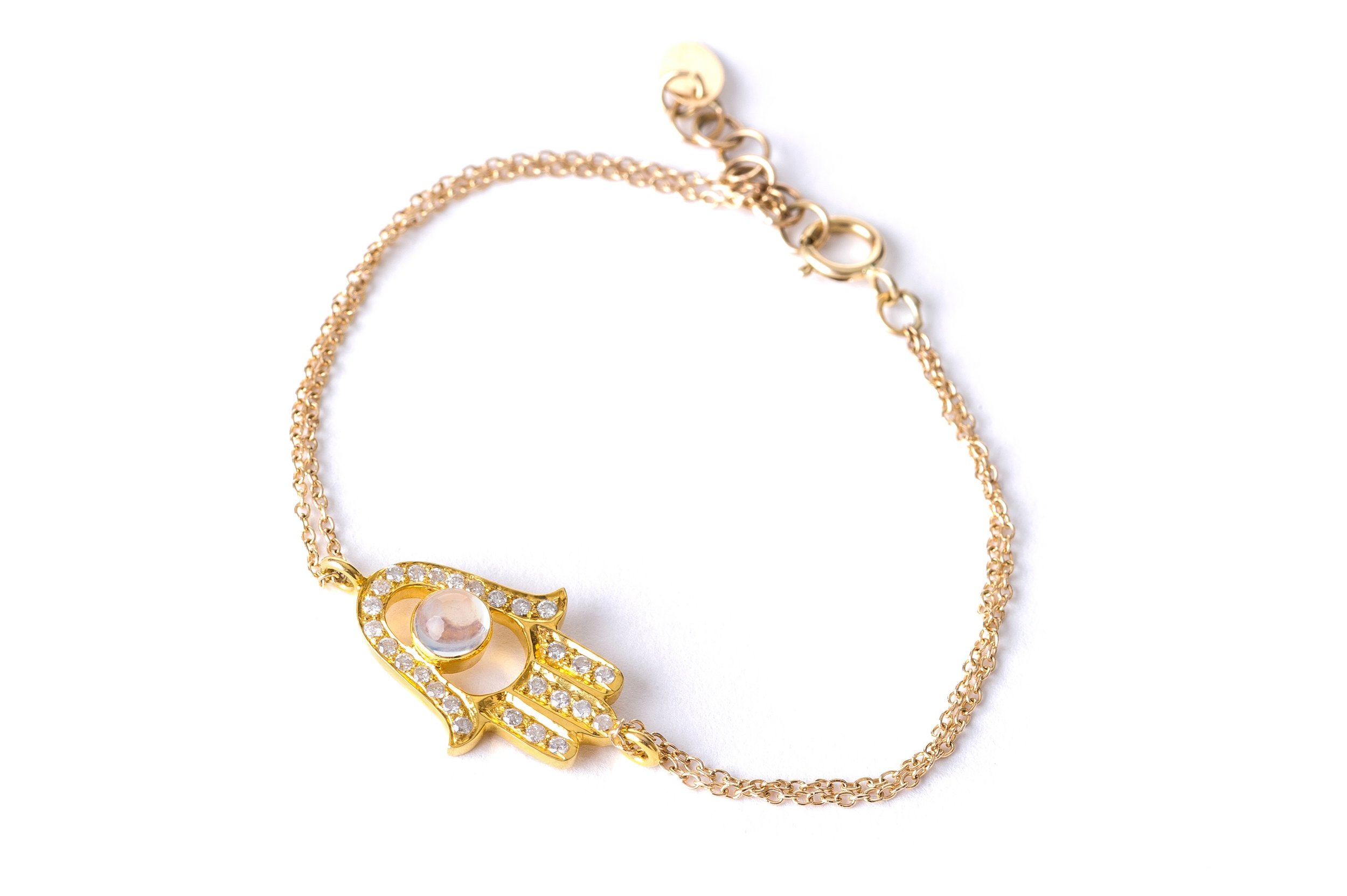 18K Gold Hamsa Bracelet  Gold Hamsa  18K Gold Plated Sterling Silver  Cubic Zirconia stones  BaubleBar