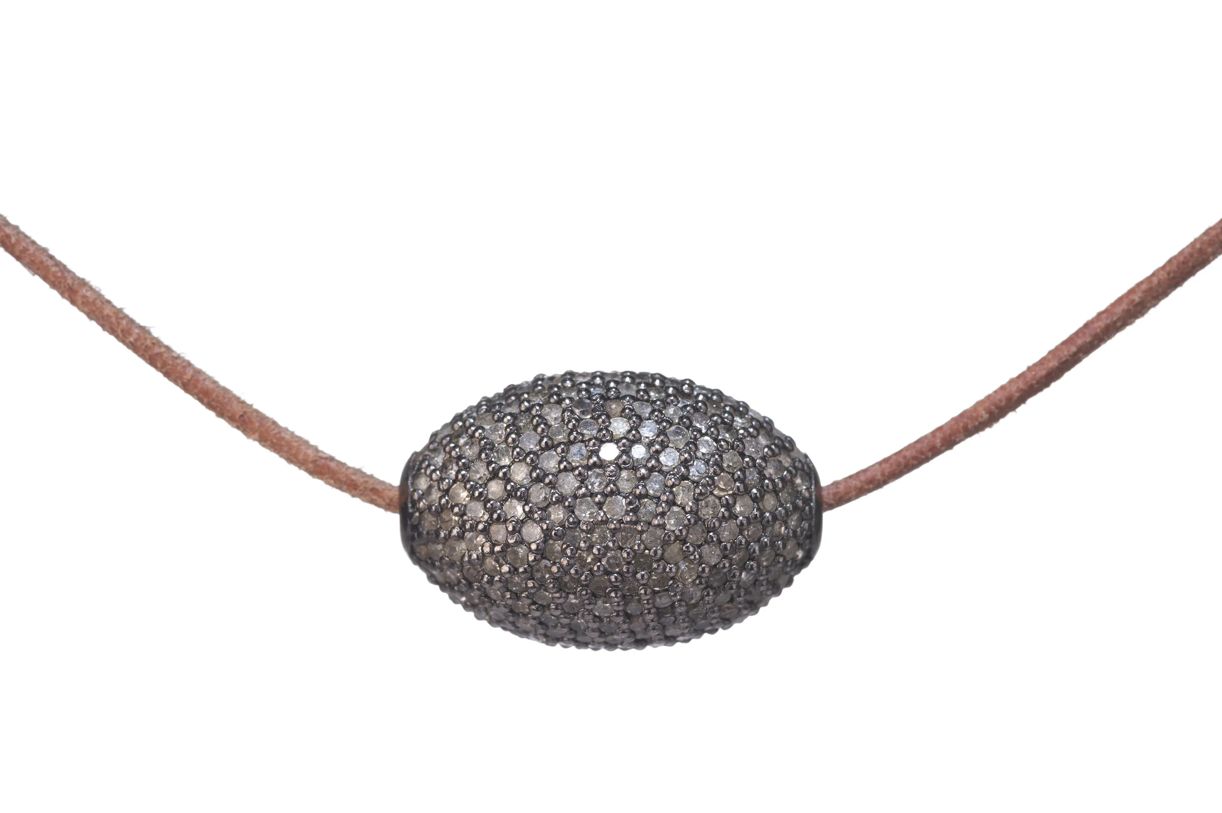 53 large nugget choker on leather.jpeg