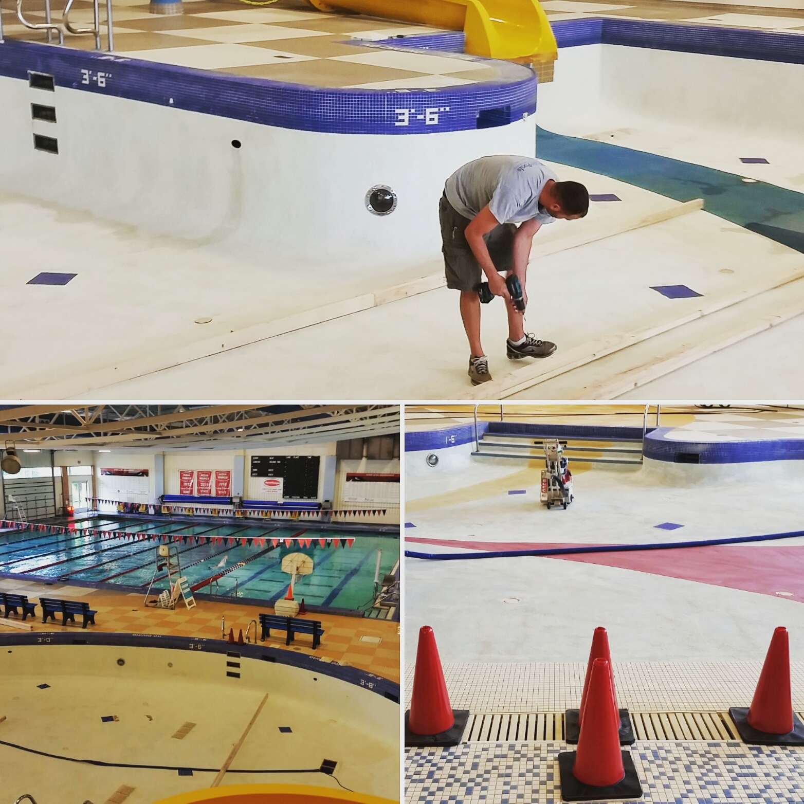 This is what the leisure pool currently looks like. Resurfacing the bottom requires us to drain the whole pool. That's a lot of water!