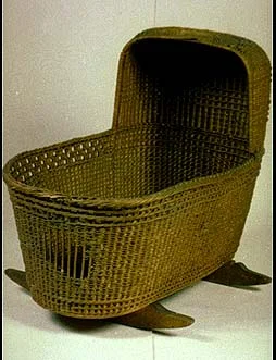 This cradle is believed to have been brought on the Mayflower by William and Susanna White, for the use of Peregrine White, who was born onboard the ship in November 1620 while it was anchored off the tip of Cape Cod. It is on display at the Pilgrim Hall Museum in Plymouth.
