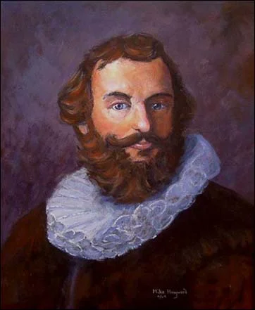This modern portrait of Myles Standish by Mike Haywood. It is based off a portrait that was purported to have been done in London in 1626. Prints of this portrait can be obtained in the MayflowerHistory.com Store .