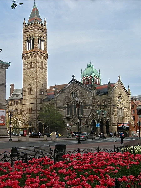The Old South Church in Boston, which held the Bradford manuscript, the Bradford register of births and deaths, the Bradford Letter-Book, and perhaps even the "Mayflower Compact." It was looted during the Revolutionary War. A portion of the Letter-Book was rediscovered in Nova Scotia in 1796. And the Bradford manuscript Of Plymouth Plantation was rediscovered in London in 1851. The other missing Pilgrim documents, letters and manuscripts have not been seen since. Image courtesy of Wikipedia Commons.