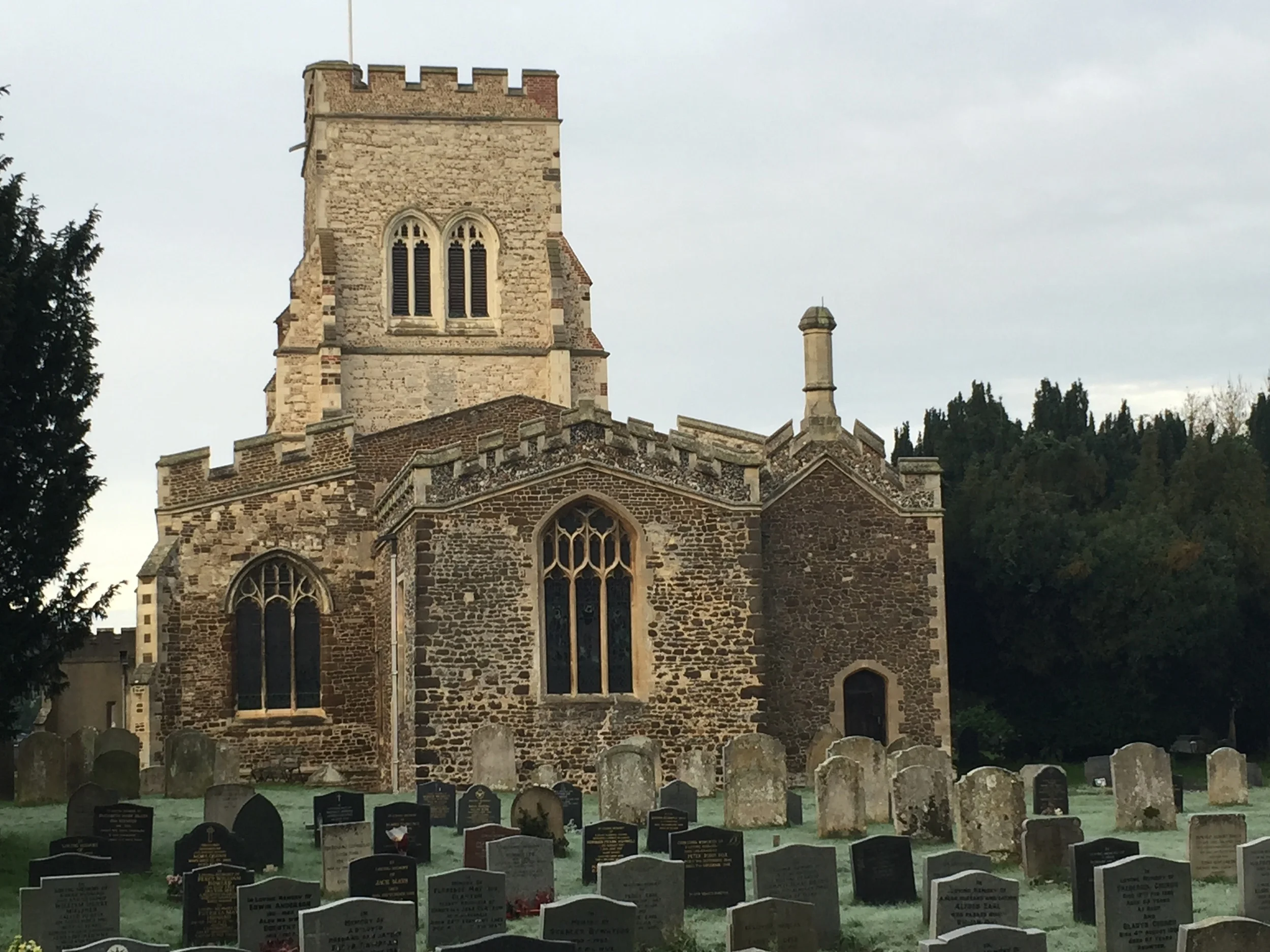 The parish church of Henlow, Bedfordshire, where Elizabeth Tilley was baptized in 1607.