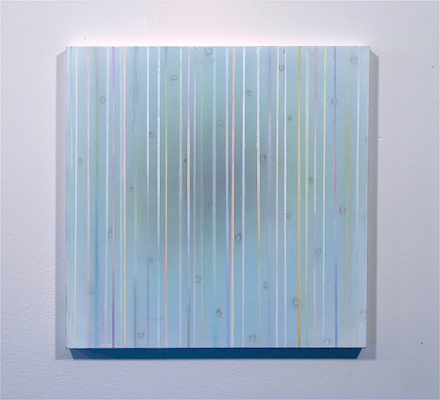 Quasar 12" x 12", 2010 Water soluble oil, acrylic, and spray paint on polyester mesh covered panel