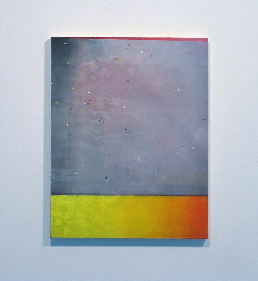 Spectrum Specter 14" x 11", 2010 Water soluble oil, acrylic, ink, and spray paint on polyester mesh covered panel
