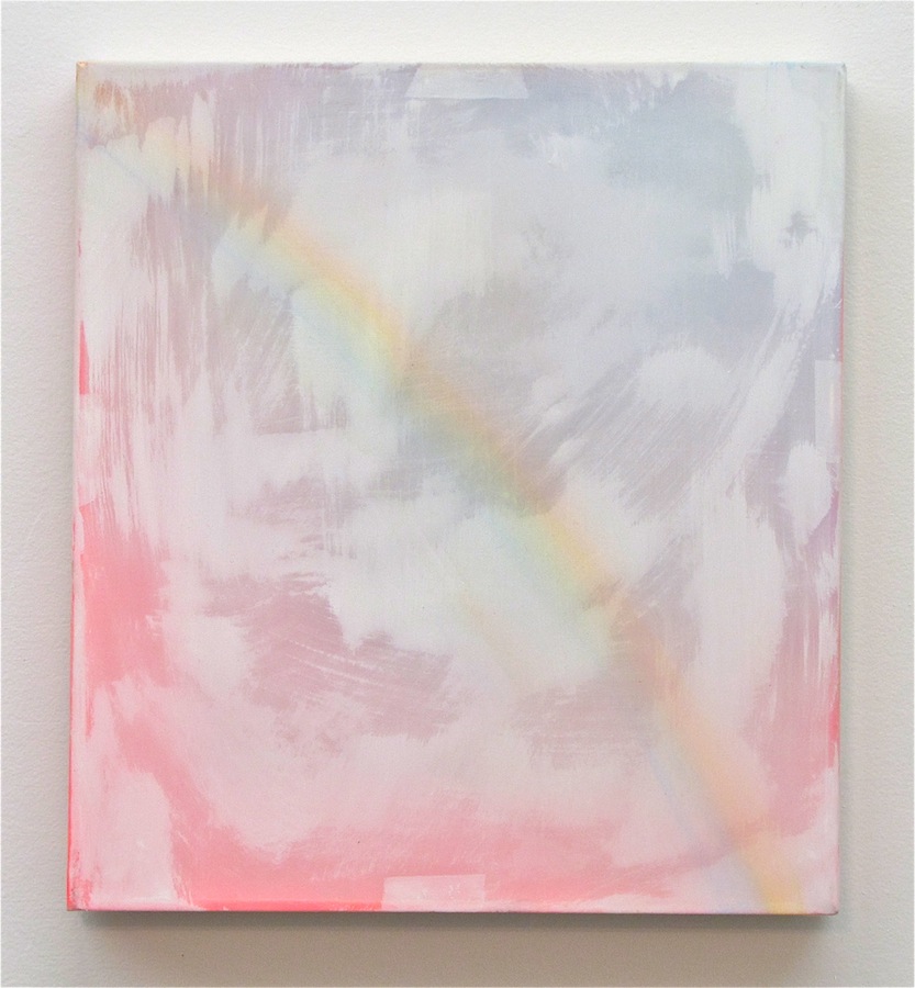   Rainbow   10" x 9", 2013  Oil, acrylic, and gouache on paper and polyester mesh 
