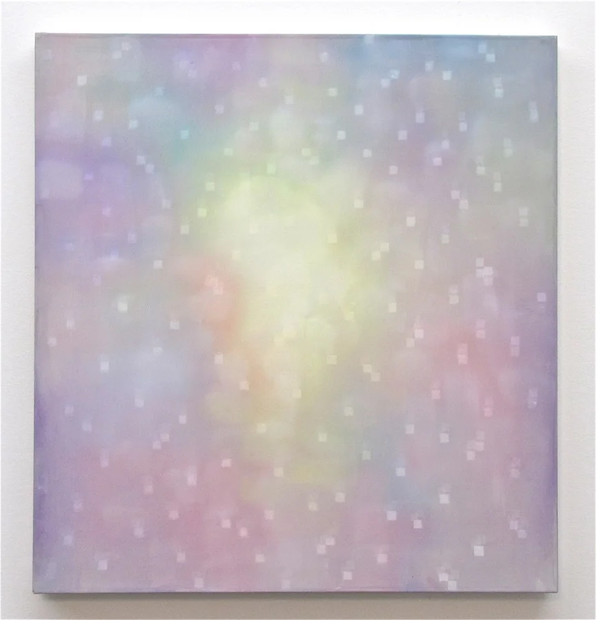 The Ecstasy of an Unformed Saint 16" x 15", 2012 Oil, acrylic, and gouache on paper and polyester mesh