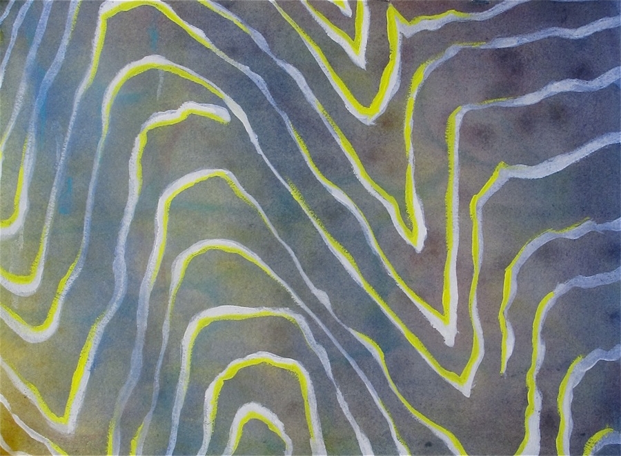 Ebb 10" x 14", 2015 Watercolor and gouache on watercolor and mulberrry paper